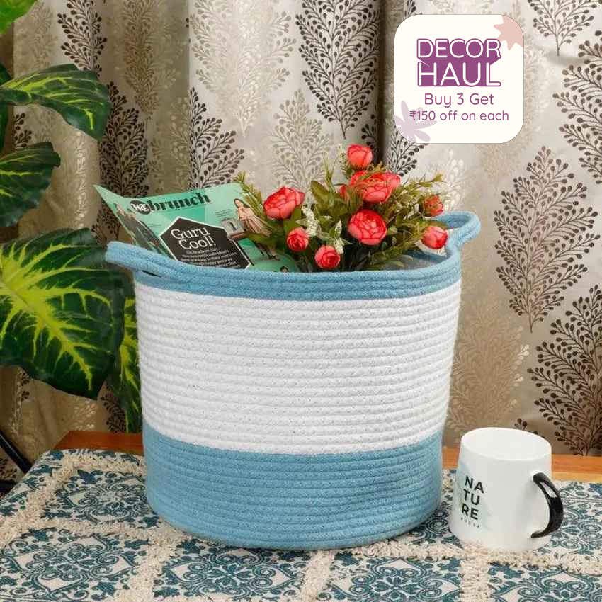 Cotton Dual Handle Basket | 10x7.5 Inches