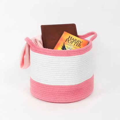 Pink Cotton Color Handle Basket