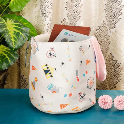Carnival Colorful Printed Cotton Polyester Side Handle Basket | 8 x 8 Inches Default Title