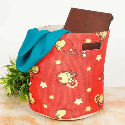Astronaut Stars Printed Polyester Cotton Side Handle Basket |8 Inches,  11 Inches 8 Inches