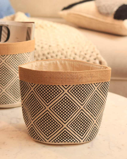 Jute Fabric Printed Basket
