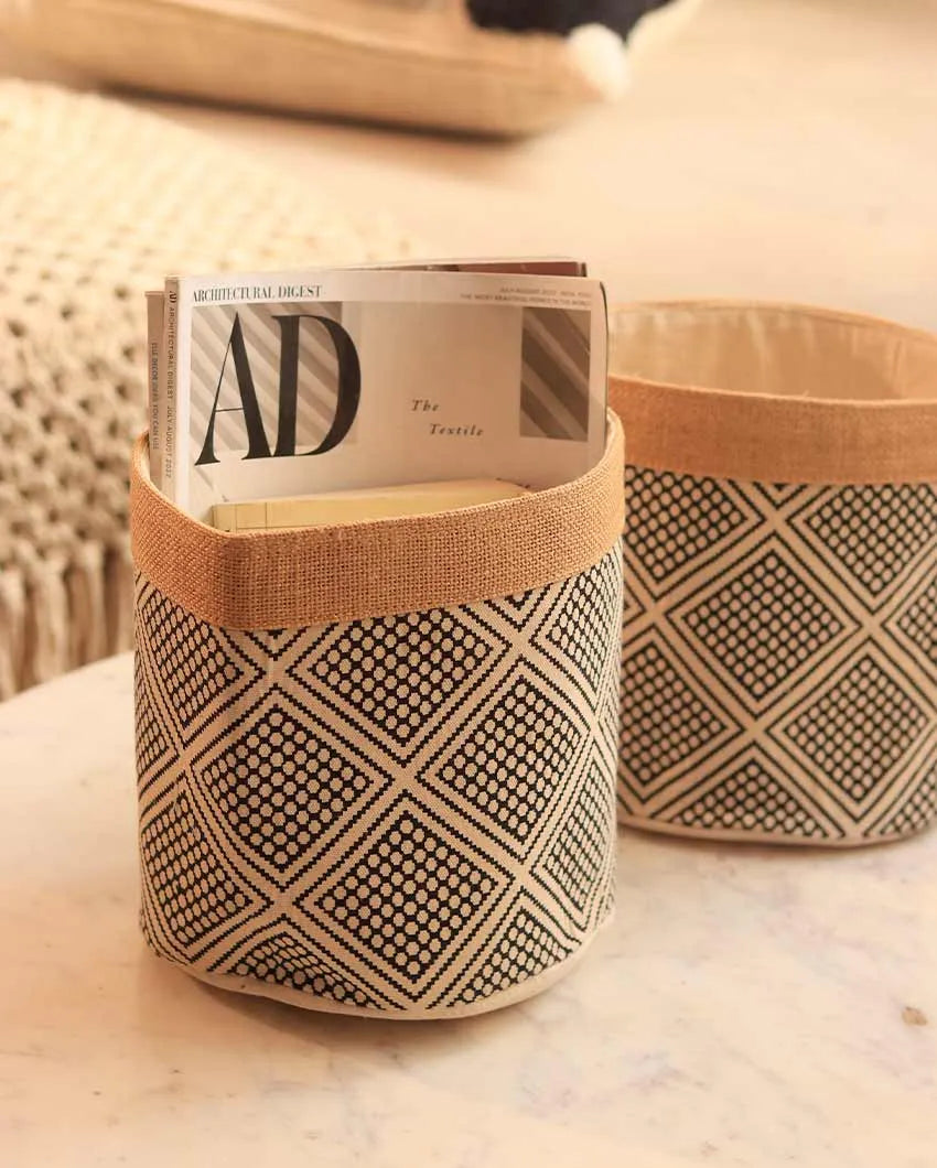 Jute Fabric Printed Basket