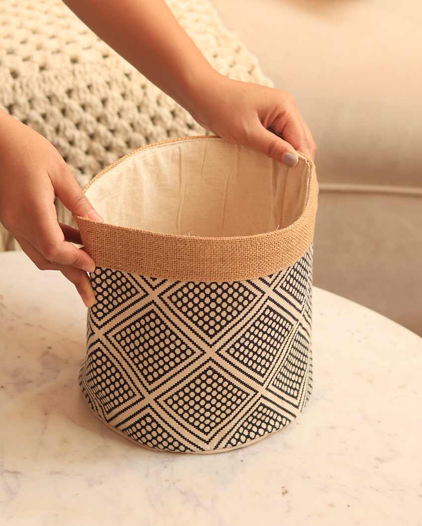 Jute Fabric Printed Basket