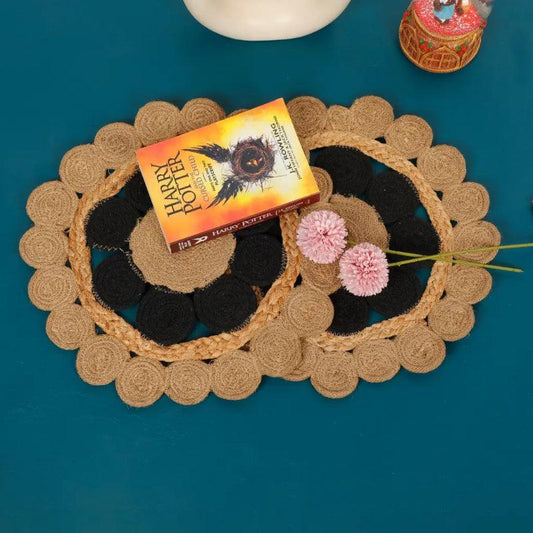 Jute Small Circles Dual Color Placemat | 16 inches