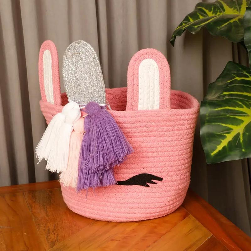Unicorn Face Kids Basket Ears With Horn | 8 x 8 Inches Pink