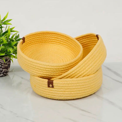 Tishu Cotton Shelf Storage Baskets | 9.5 x 3 Inches | Set Of 3 Default Title
