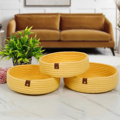 Tishu Cotton Shelf Storage Baskets | 9.5 x 3 Inches | Set Of 3 Default Title