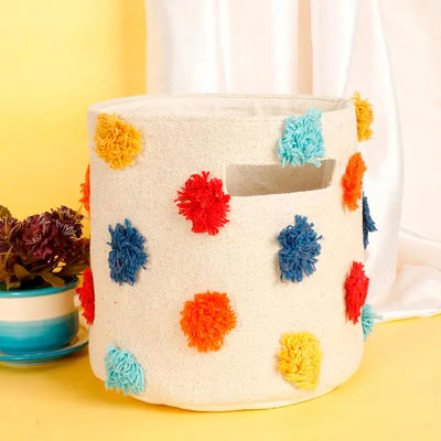 Polka Boondi Basket Cushion Cover | 8 x 8 Inches Default Title