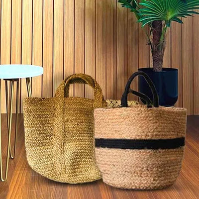 Jute Cotton Storage Basket | Set of 2 Default Title