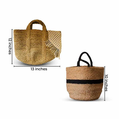 Jute Cotton Storage Basket | Set of 2 Default Title