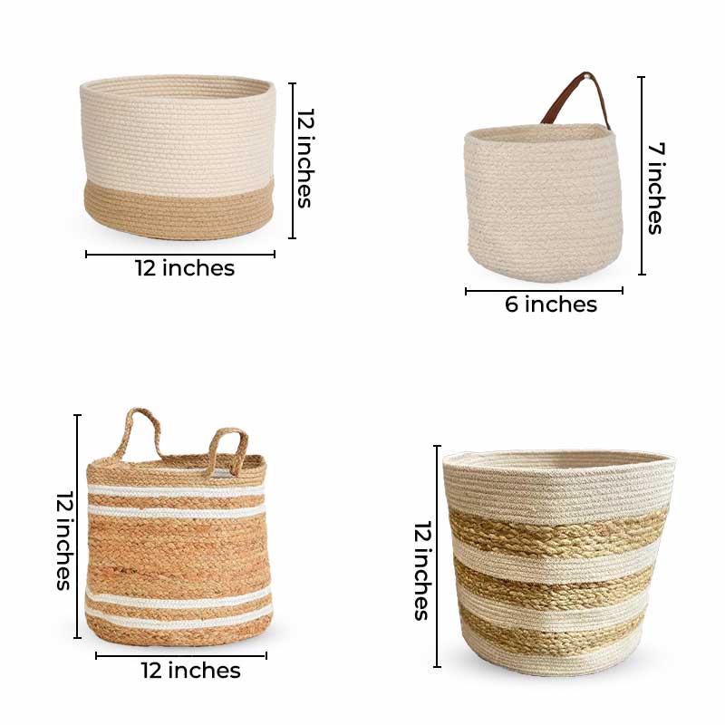 Cotton Beige Basket | Set of 4 Default Title