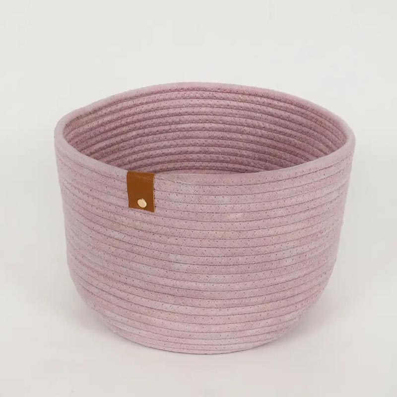 Plain Round Cotton Basket | 8 x 8 Inches Baby Pink