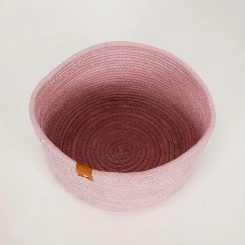 Plain Round Cotton Basket | 8 x 8 Inches Baby Pink
