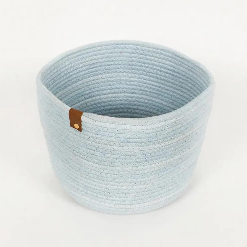 Plain Round Cotton Basket | 8 x 8 Inches Blue