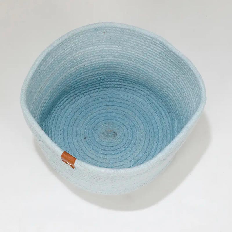 Plain Round Cotton Basket | 8 x 8 Inches Blue