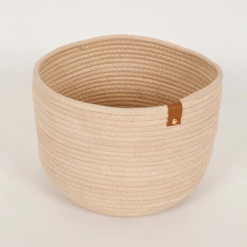 Plain Round Cotton Basket | 8 x 8 Inches Peach