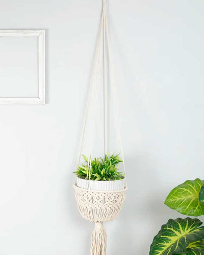 Diamond Chain Macrame Cotton Hanging Planter Pot