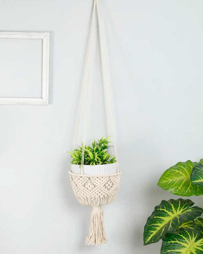 Double Diamond Chain Cotton Hanging Planter Pot