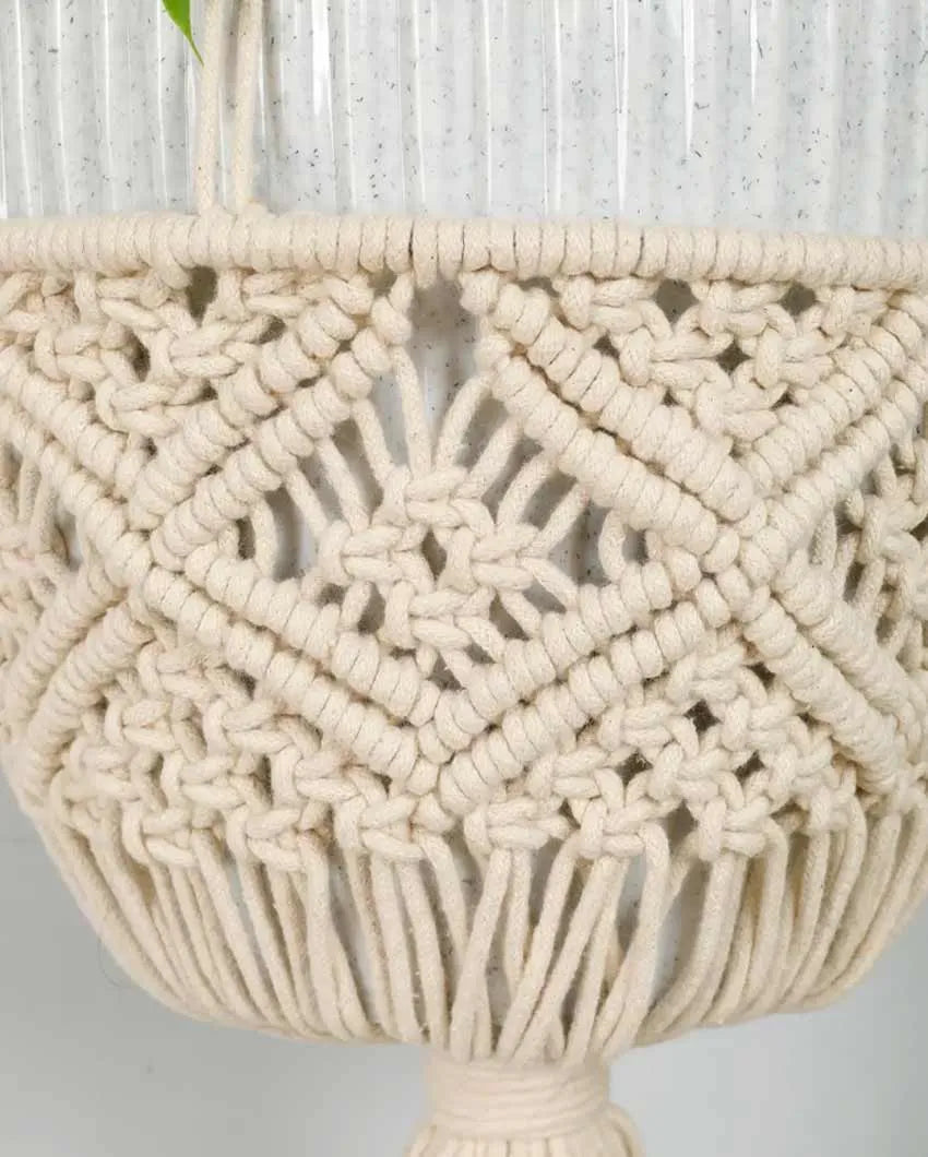 Double Diamond Chain Cotton Hanging Planter Pot