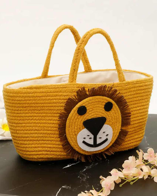 Animal Face Diaper Cotton Basket With Handles
