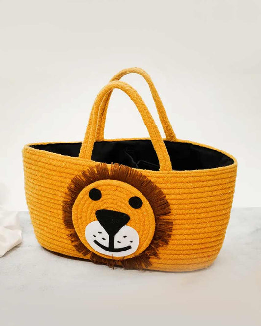 Yellow & Black Diaper Cotton Basket With Handles