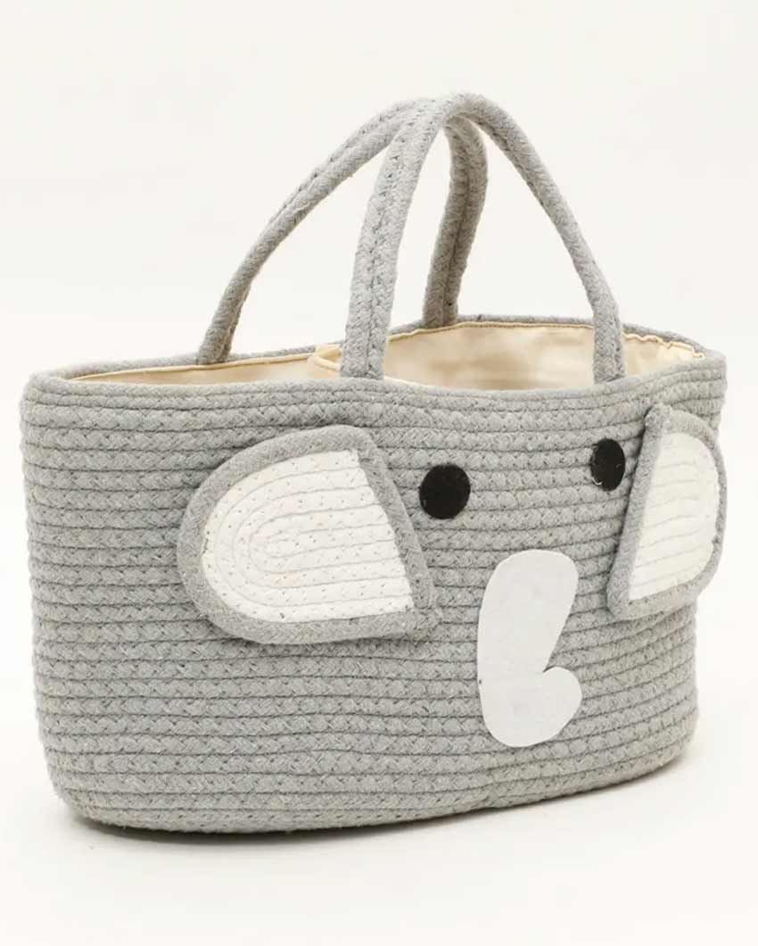 Elephant Face Diaper Cotton Basket With Handles
