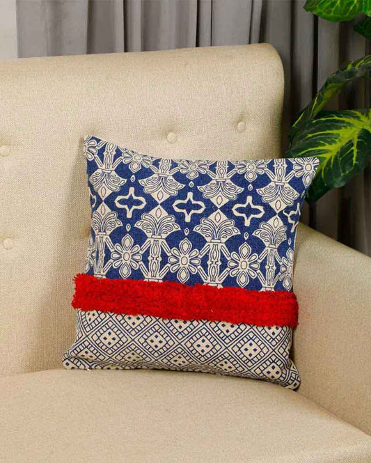 Isabella Printed Tufted Single Bar Canvas Cushion Cover | 16 x 16 inches , 20 x 20 inches