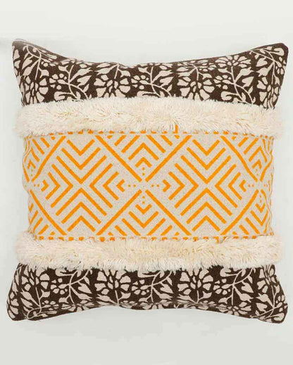 Mateo Printed Tufted Double Bars Canvas Cushion Cover