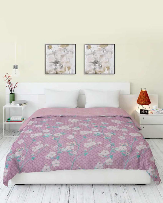 Floral Print Design Cotton Polyfill Comforter | Double Fitted