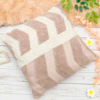 Triangle Wave Knitted Tufted Cotton Cushion Cover | 18 X 18 Inches