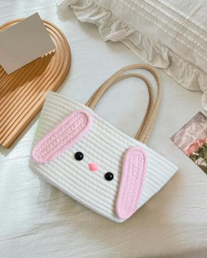 Cotton Rope Cute Bucket Handbag | 12 x 6 inches