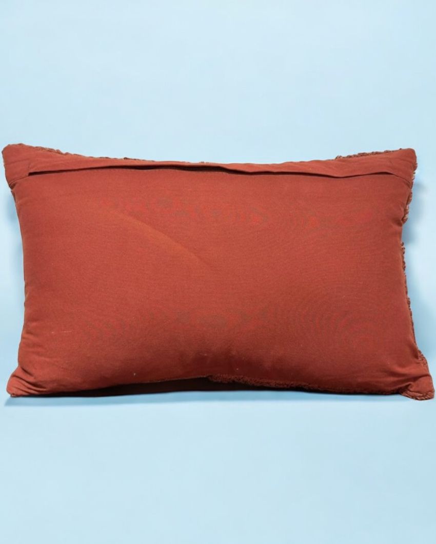 Red Tufted Cotton Cushion Cover | 14 x 22 Inches