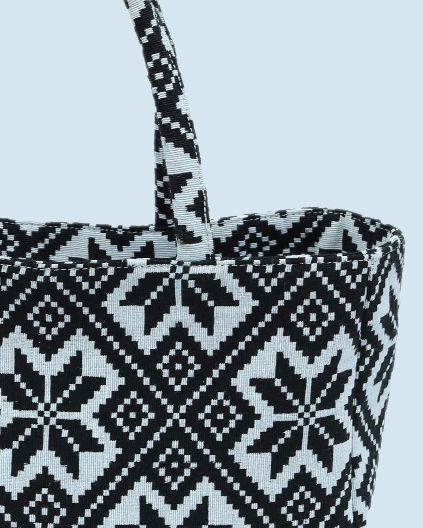 Classic Charm Jacquard Weave Cotton Handbag | 14 x 5 x 11 inches