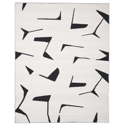 Whimsical Black & White Iris Reversible Floor Covering Rug