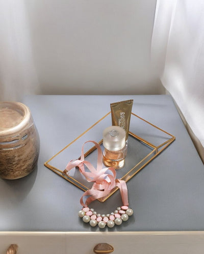 Brass Transparent Glass Tray | 12 x 8 inches