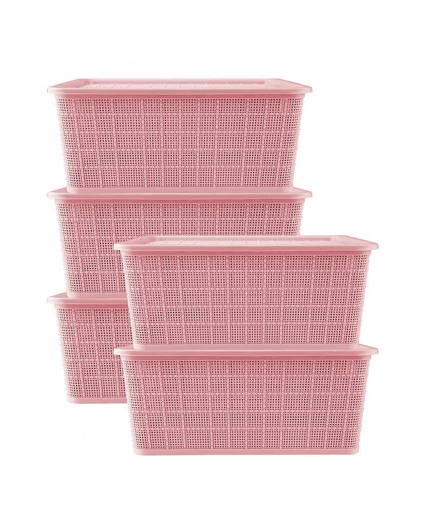 Multipurpose Pink Polypropylene Keeper Baskets | Set Of 5