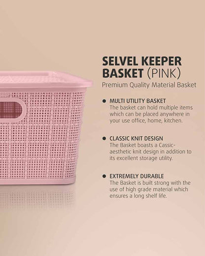 Multipurpose Pink Polypropylene Keeper Baskets | Set Of 5 | 12 x 9 inches