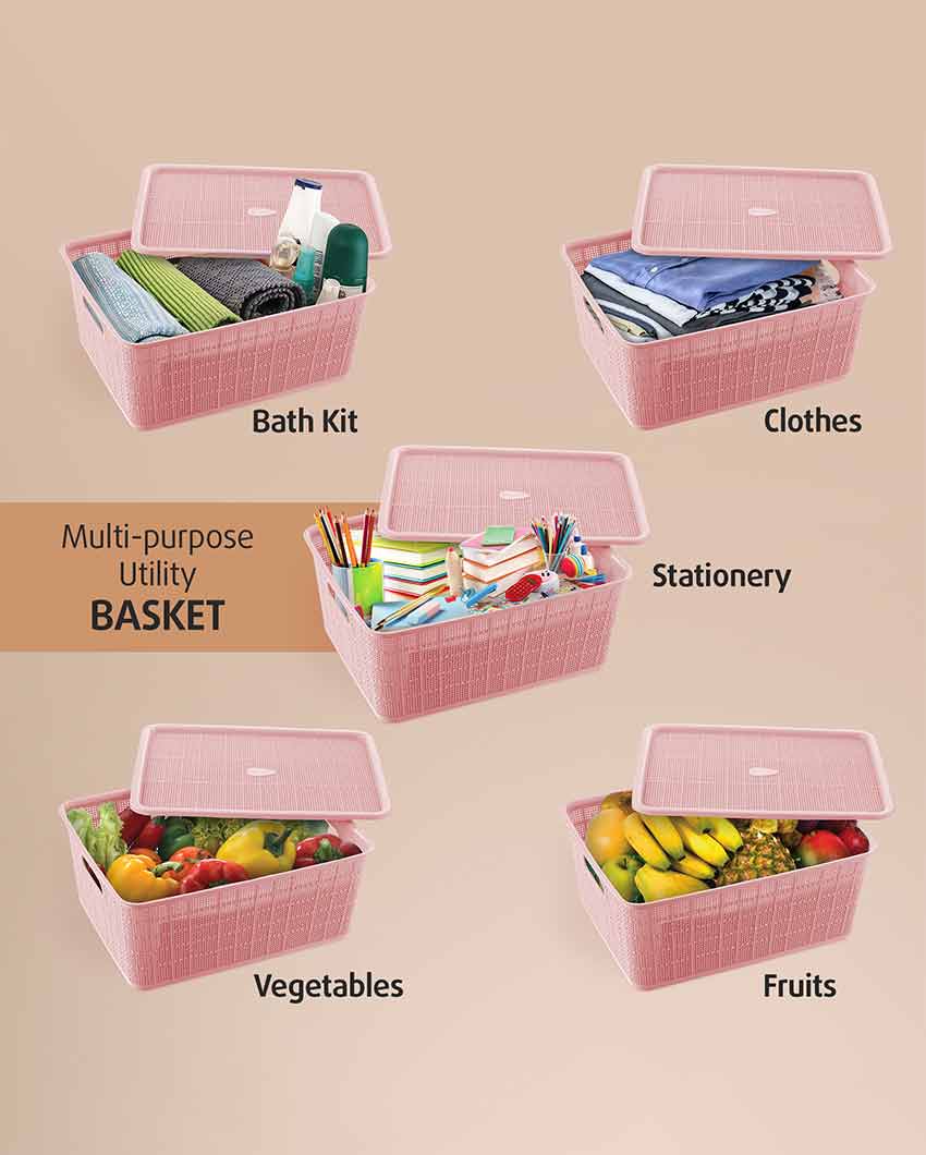 Multipurpose Pink Polypropylene Keeper Baskets | Set Of 5