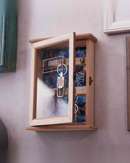 5 Hooks Key Box Wall Hanging |Beige |  20 x 5 x 27 cm/ 8 x 2 x 11 inches