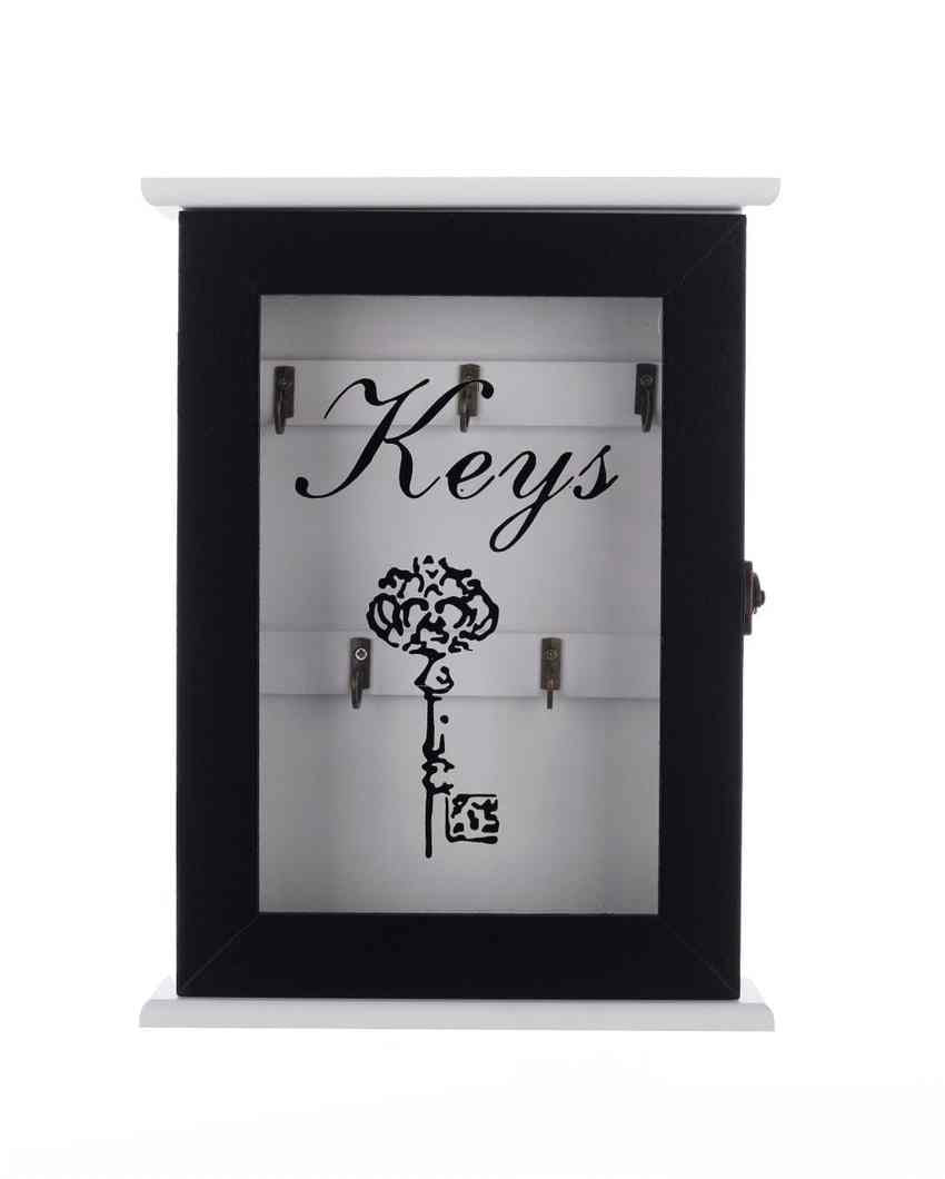 Keys 5 Hooks Key Box Wall Hanging |Black|  8 x 2 x 11 inches