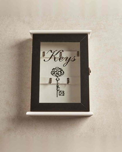 Keys 5 Hooks Key Box Wall Hanging |Black|  8 x 2 x 11 inches