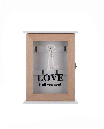 Love Is All You Need 5 Hooks Key Box Wall Hanging | Beige| 8 x 2 x 11 inches