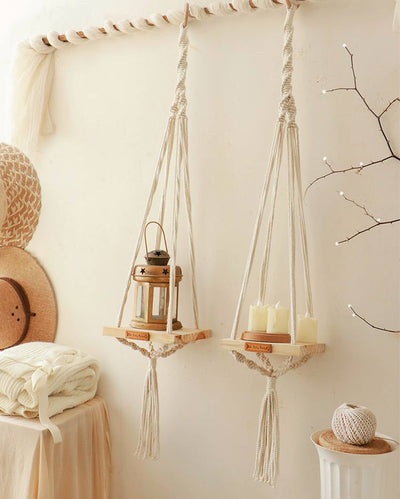 Knotted Floating Cotton Shelves | Set Of 2