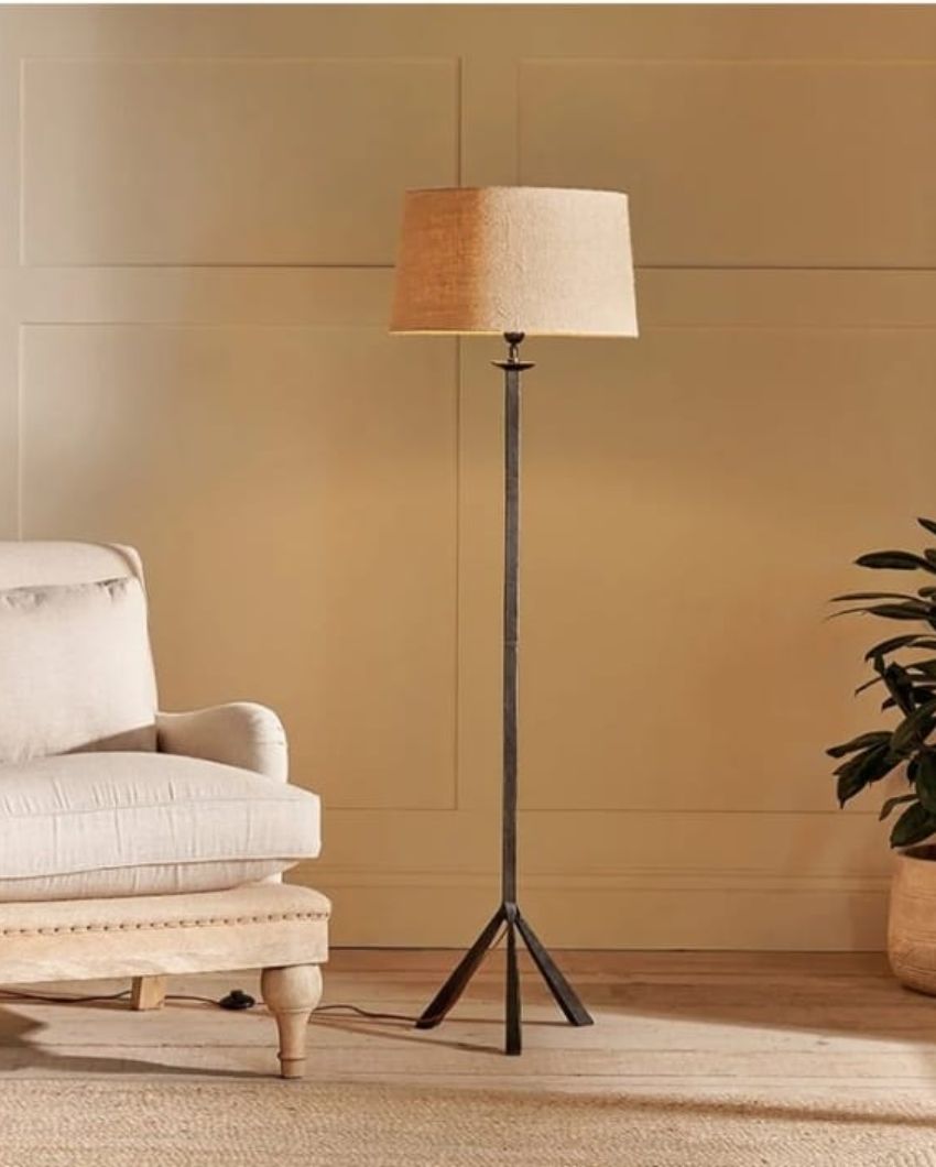 Tripod Aluminium Floor Lamp with Brass Antique Finish | 12 x 15 x 54 inches
