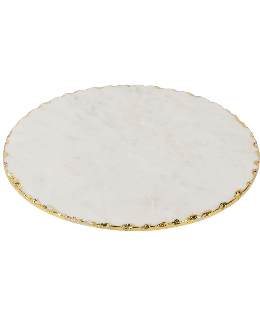 White Marble Lazy Susan Cake Stand With Rotating | 11 x 2 inches