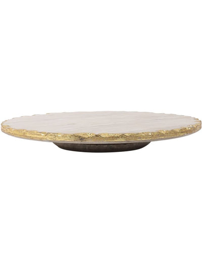 Beige Marble Lazy Susan Cake Stand With Rotating | 11 x 2 inches