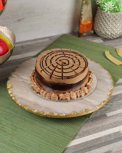 Beige Marble Lazy Susan Cake Stand With Rotating | 11 x 2 inches