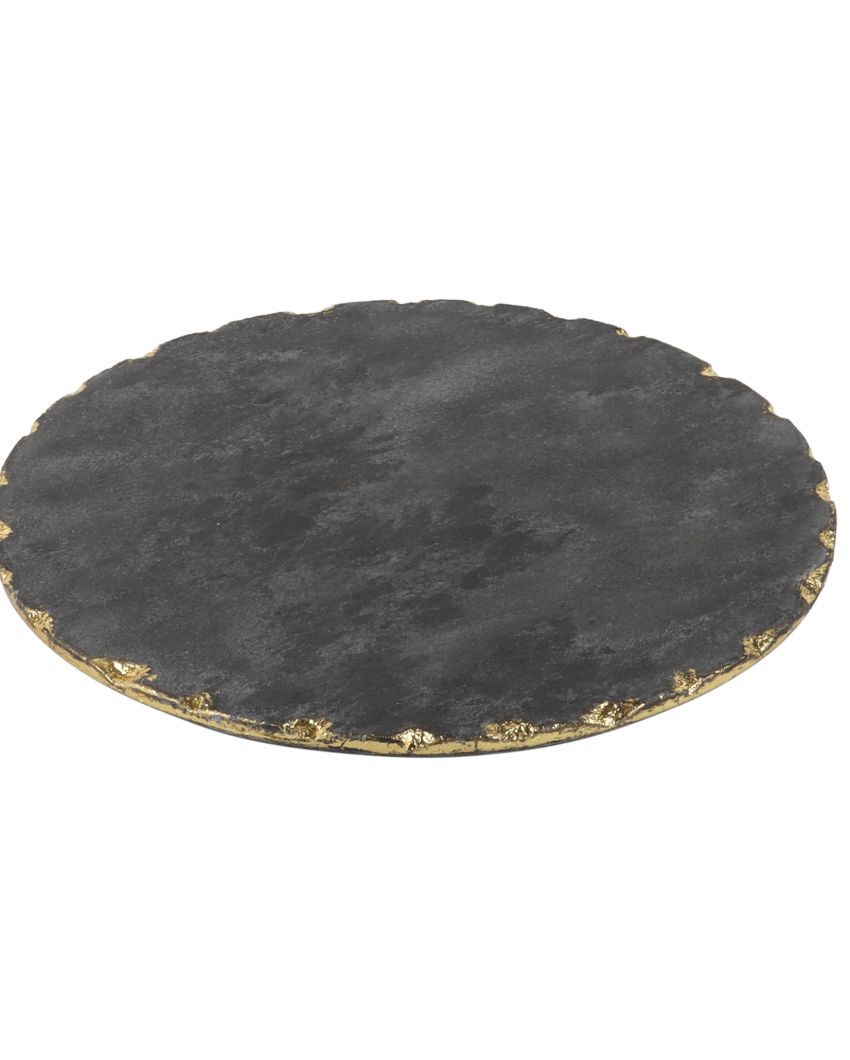 Black Marble Lazy Susan Cake Stand With Rotating | 11 x 2 inches