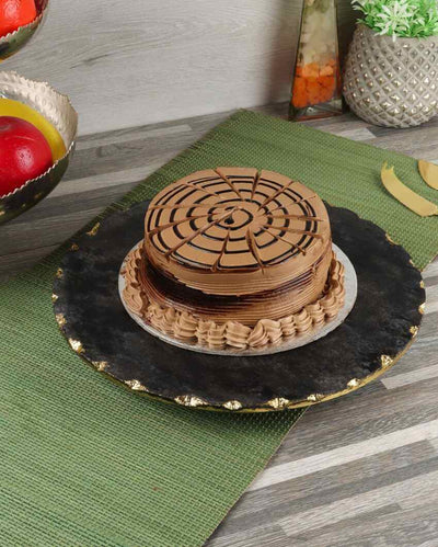 Black Marble Lazy Susan Cake Stand With Rotating | 11 x 2 inches