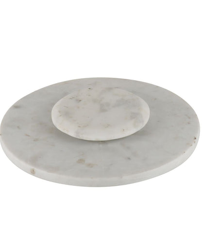 Grey Marble Lazy Susan Cake Stand With Rotating | 11 x 2 inches